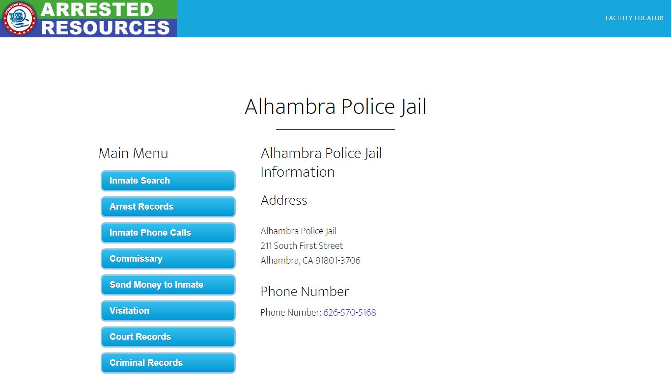 Alhambra Police Jail - Inmate Search - Alhambra, CA - Arrested Resources